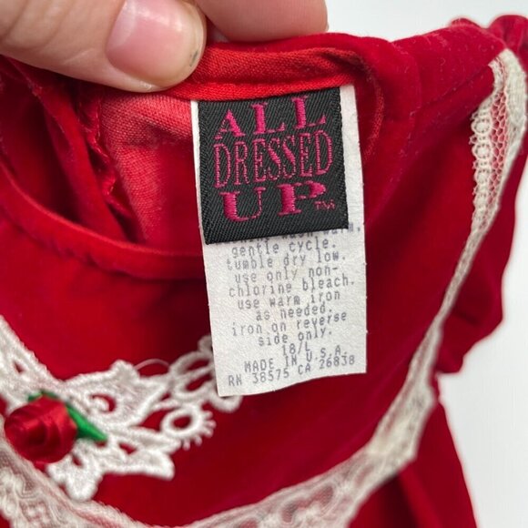 Vintage All Dressed Up Size 18 mo Red Velvet and White lace trimmed Dress - Picture 10 of 12